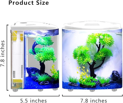 Small Fish Tank 1.2 Gallon Betta Fish Tank with Filter and Light for Shrimp, Jellyfish, Goldfish, Aquarium Starter Kit for Home, Office, Room, Decorative Desktop Yochaqute