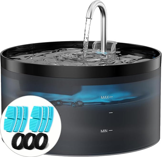Cat Water Fountain:with 6 Carbon Filters + 3 Sponge Filters - BEMOONY 108oz/3.2L Pet Water Fountain - Water Fountains for Cats Indoor Quiet Water Pump - Faucet Cat Fountain Suitable for Cats and Dogs - PAWPICO
