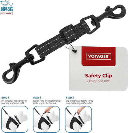 Best Pet Supplies Voyager Dog Collar Safety Clip with Dual Clasps, Collars and No Pull Harness Connectors, Training for Walking, Running, and Hiking, Safety Clip - Black BestPetSuppliesLLC