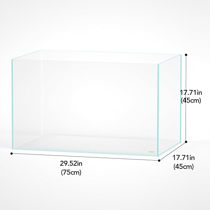 LANDEN 75H 37 Gallon Rimless Low Iron Aquarium Tank, W29.5×D17.7×H17.7 in(75x45x45cm) 8mm Thickness with Black Nano Foam Leveling mat Included Landen