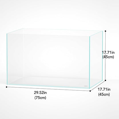LANDEN 75H 37 Gallon Rimless Low Iron Aquarium Tank, W29.5×D17.7×H17.7 in(75x45x45cm) 8mm Thickness with Black Nano Foam Leveling mat Included Landen