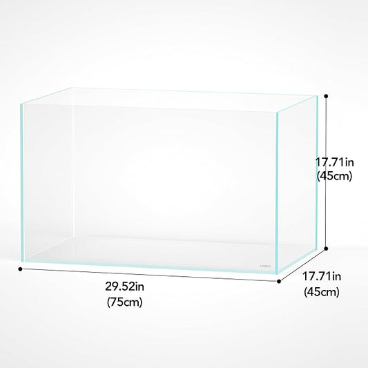 LANDEN 75H 37 Gallon Rimless Low Iron Aquarium Tank, W29.5×D17.7×H17.7 in(75x45x45cm) 8mm Thickness with Black Nano Foam Leveling mat Included Landen