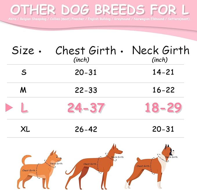 AUROTH Dog Harness for Large Dogs, Dog Vest Harness Large Size Dog, Large Dog Harness, No Pull Dog Harness for Large Dogs with Handle, Pink L - PAWPICO