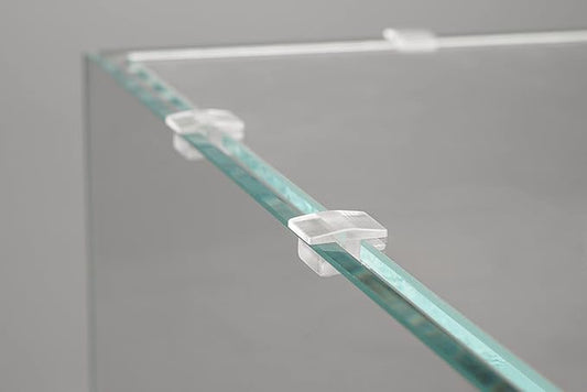 LANDEN Low-Profile Clear Acrylic Aquarium Glass Cover Clips, Holder for 4mm Glass Lid - 12pcs/Pack, Minimalist, Compatible with Rimless Tanks of All Thicknesses Landen