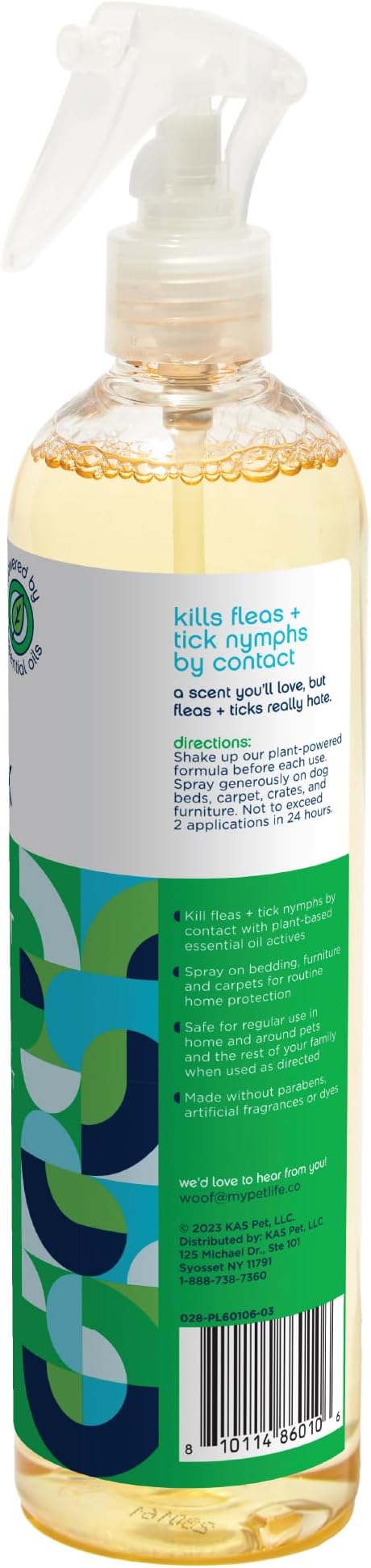 Pet Life Unlimited Plant-Powered Flea and Tick Spray, Flea Spray for Home - Plant-Based Flea Treatment for Home, Natural Flea and Tick Prevention for Dogs - Made in USA - 16 Ounce (Pack of 1) PetLifeUnlimited