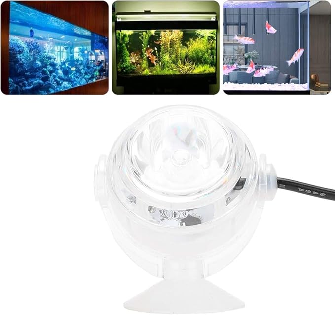 GLOGLOW Aquarium Lights, Plastic LED Fish Colourful Gradient Waterproof Submersible Night Spot Light LED Aquarium Light Fish Colored Light(US Plug White) GLOGLOW