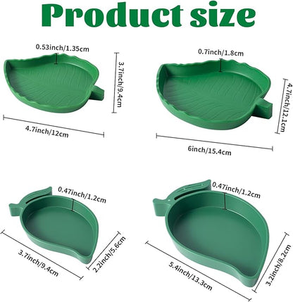 4Pack Terrarium Bowls Turtle Feeding Dishes Shallow and Flat Reptile Food and Water Feeder for Tortoise,Bearded Dragon,Lizards,Gecko,Cute Leaf and Mango Shaped SLSON