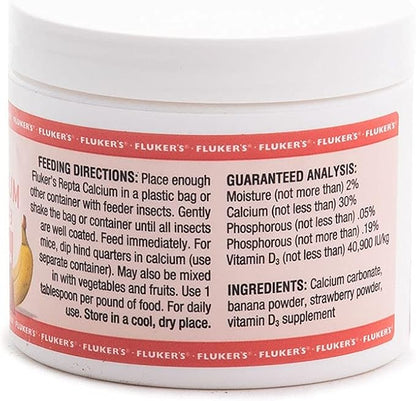 Fluker's Strawberry Banana Flavored Repta Calcium with Vitamin D3, 4 oz Flukers