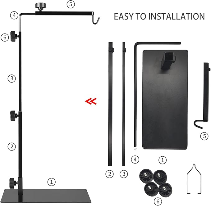 Reptile Metal Lamp Stand, Adjustable 24 to 38 in of The Basking Light Floor Holder Heat Lamp Bracket, Suitable for Snake Turtle Bearded Dragon Chameleon Habitat Terrarium Tank Accessories BOURDSERK
