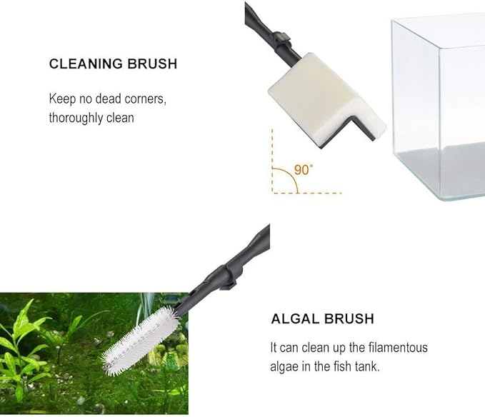 UPETTOOLS Aquarium Cleaning Tool 6 in 1 Algae Scraper Scrubber Pad Adjustable Long Handle Fish Tank Brush Cleaner Set UPETTOOLS