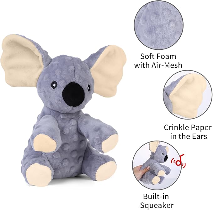 Blnboimrun Dog Toys Stuffed Plush Dog Toy Koala Dog Squeaky Toys with Crinkle Paper Chew Toys for Large and Medium Dogs Puppy - PAWPICO
