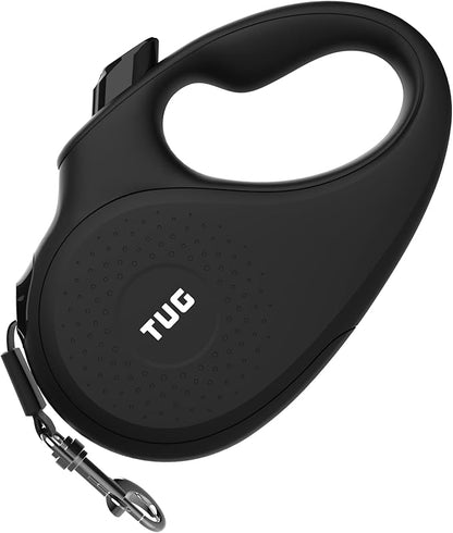 TUG Monochrome XL 360° Tangle-Free Retractable Dog Leash | 26 ft Strong Nylon Tape | One-Handed Brake, Pause, Lock (Extra Large, Black) TUG