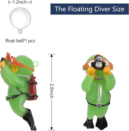 onesimcr Floating Fish Tank Decorations, Aquarium Decorations, Lovely Diver Fish Tank Decorations, Floating Device Fish Tank Accessories，Suitable for All Kinds of Fish Tanks(Light Green)… onesimcr