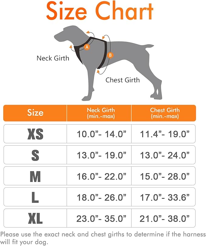 rabbitgoo Dog Harness, No-Pull Pet Harness with 2 Leash Clips, Adjustable Soft Padded Dog Vest, Reflective No-Choke Pet Oxford Vest with Easy Control Handle for Large Dogs, Orange, XL - PAWPICO