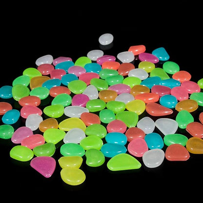 Oubest Glow in The Dark Pebbles/Glow Stones/Glowing Rocks Blue Decor for Garden/Fish Tank/Aquarium/Walkway/Driveway/Plant Pots/Bonsai (500, Multi-Colored) Outbest