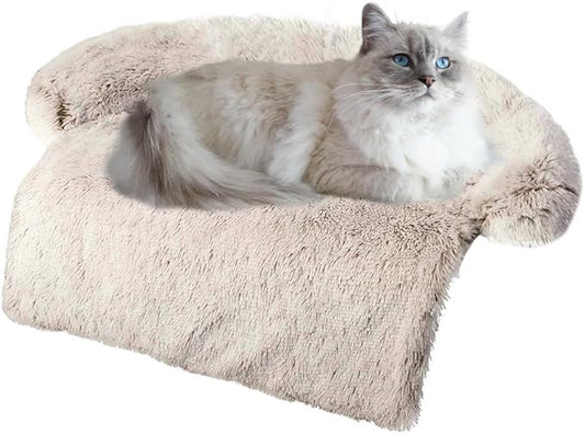Tinaco Luxurious Calming Dogs/Cats Bed Mats, Washable Removable Couch Cover, Plush Long Fur Mat for Pets, Waterproof Lining, Perfect for Small, Medium and Large Dogs and Cats (Gradient Brown, M) - PAWPICO