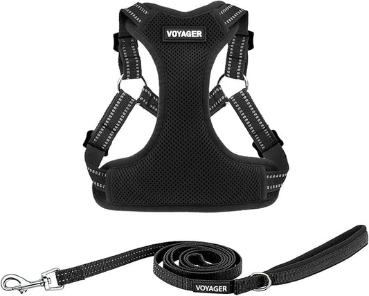 Best Pet Supplies Voyager Adjustable Dog Harness Leash Set with Reflective Stripes for Walking Heavy-Duty Full Body No Pull Vest with Leash D-Ring, Breathable All-Weather - Harness (Black), S BestPetSuppliesLLC