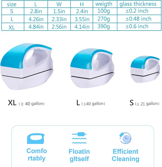 Magnetic Aquarium Fish Tank Glass Algae scrapers Glass Cleaner Scrubber Clean Brush [Floating,Scratch-Free,Non-Slip,magnetizing] S Neptonion