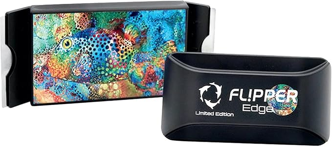 FL!PPER Flipper EDGE Puffer Limited Edition Floating Magnetic Aquarium Cleaner | 2-In-1 Dual Blade Scrubber & Scraper Fish Tank Cleaner Tools for Efficient Cleaning & Acrylic Surface Maintenance FLPPER