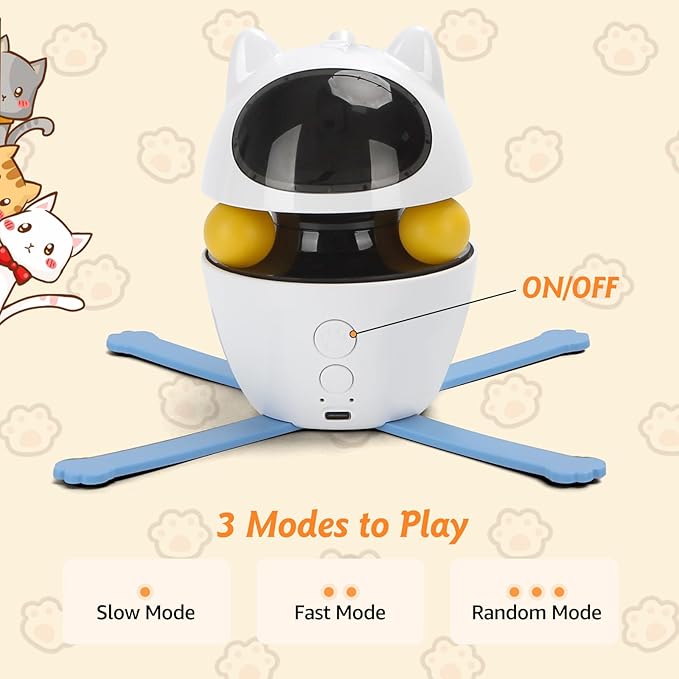 Nobleza 3-in-1 Cat Laser Toy with Feather Trackball, Rechargeable Pet Interactive Pointer Red Light Game, 3 Modes Random Trajectory Motion Activated Boredom Buster for Cat Self Play Home Indoor - PAWPICO