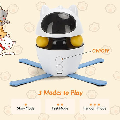 Nobleza 3-in-1 Cat Laser Toy with Feather Trackball, Rechargeable Pet Interactive Pointer Red Light Game, 3 Modes Random Trajectory Motion Activated Boredom Buster for Cat Self Play Home Indoor - PAWPICO