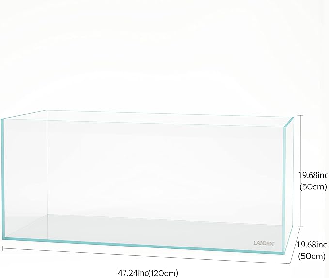 Landen 120P 72.2 Gallon Rimless Low Iron Aquarium Tank, W47.2 × D19.7 × H19.7 (120x50x50cm) 10mm Thickness with Black Nano Foam Leveling mat Included Landen