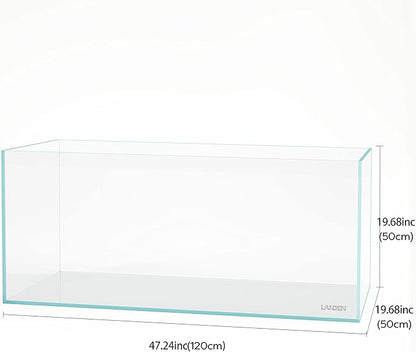 Landen 120P 72.2 Gallon Rimless Low Iron Aquarium Tank, W47.2 × D19.7 × H19.7 (120x50x50cm) 10mm Thickness with Black Nano Foam Leveling mat Included Landen