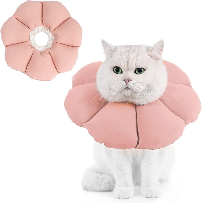 Avont Cat Cone Collar Soft, Adjustable Recovery E Collar Alternative for Cats Kittens Puppies, Elizabethan Neck Cone of Shame to Prevent Licking Biting After Surgery Protect Wounds -Pink(L) Avont