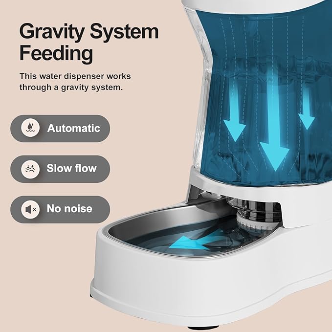 Gardner Pet Automatic Dog Water Dispenser Gravity Stainless Steel Water Waterer Feeder, 100% BPA-Free Large Capacity Water Feeding Bowls for Medium & Large-Sized Dogs Cats Other Pets -(1 Gallon) - PAWPICO
