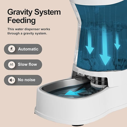 Gardner Pet Automatic Dog Water Dispenser Gravity Stainless Steel Water Waterer Feeder, 100% BPA-Free Large Capacity Water Feeding Bowls for Medium & Large-Sized Dogs Cats Other Pets -(1 Gallon) - PAWPICO