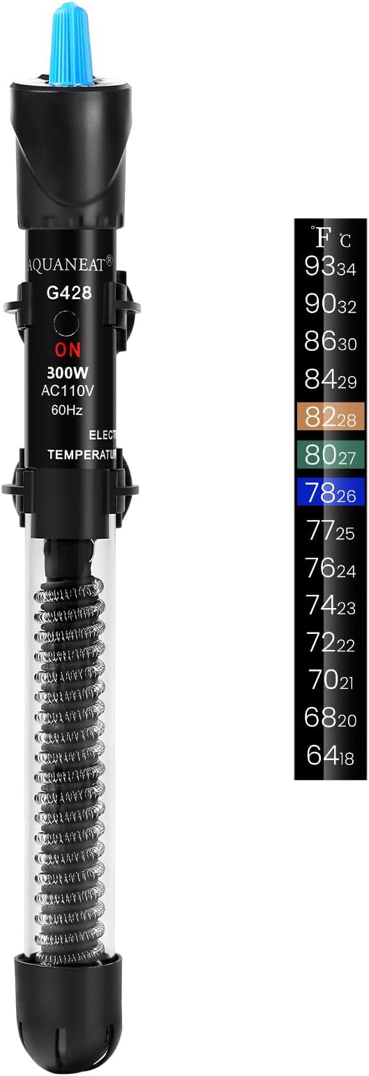 AQUANEAT Aquarium Heater, 300W Fish Tank Heater, Adjustable Submersible Water Thermostat with Thermometer Aquaneat