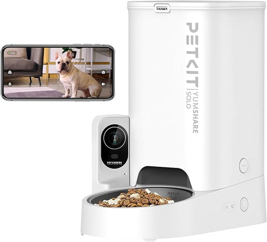 PETKIT Automatic Pet Feeder with Camera, 1080P HD Video with Night Vision, 2.4G WiFi Cat Dog Feeder with 2-Way Audio,Smart App Control Pet Dry Food Dispenser for Cats and Dogs with Non-Stick Food Bowl - PAWPICO