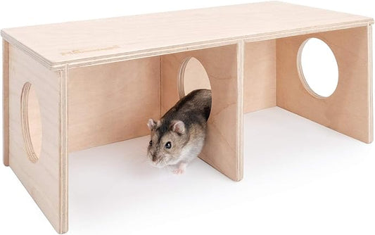 Niteangel Hamster Secret Peep Shed 2-Chamber Hideout & Tunnel Exploring Toys (Small - for Dwarf Hamster) Niteangel