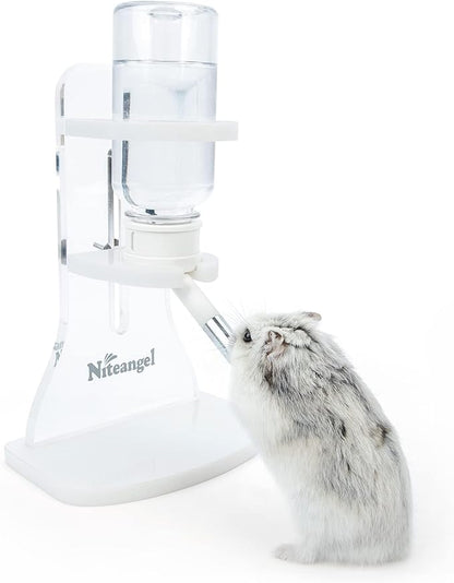 Niteangel Water Bottle with Stand for Syrian Dwarf Hamsters Gerbils Mice Rats Degus Small pet (Transparent) Niteangel