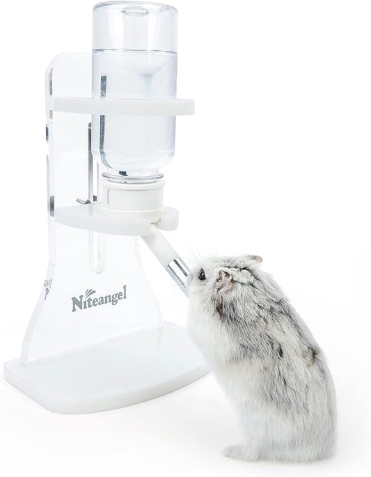 Niteangel Water Bottle with Stand for Syrian Dwarf Hamsters Gerbils Mice Rats Degus Small pet (Transparent) Niteangel