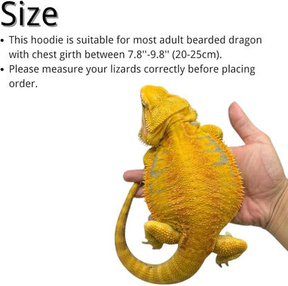 Bearded Dragons Hoodie - Handmade Adjustable Cotton Sweater Reptile Jacket Shirt for Skin Protection Small Animal Costume Apparel for Lizard Bearded Dragon Crested Gecko Chameleon (L, Black) WCDJOMOP
