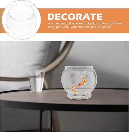POPETPOP Plastic Fish Bowls Round Aquarium Clear Fish Keeper Fishbowl Vase Pot for Wedding Party Event Christmas Holiday Home Decor 18cm POPETPOP