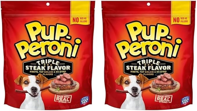 Pup-Peroni Dog Treats, Triple Steak Flavor, 22.5 Ounce, Ribeye, Top Sirloin, NY Strip Flavors (Pack of 2) - PAWPICO