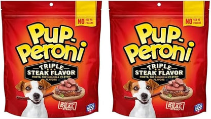 Pup-Peroni Dog Treats, Triple Steak Flavor, 22.5 Ounce, Ribeye, Top Sirloin, NY Strip Flavors (Pack of 2) - PAWPICO