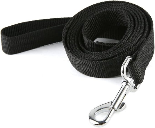 Nylon Dog Training Leash, Traction Rope, 4Ft /5 Foot /6 Feet Long, 5/8 inch 3/4 Inch 1 Inch Wide, for Small and Medium Dogs (1'' x 12 FT, Black) TAIDA