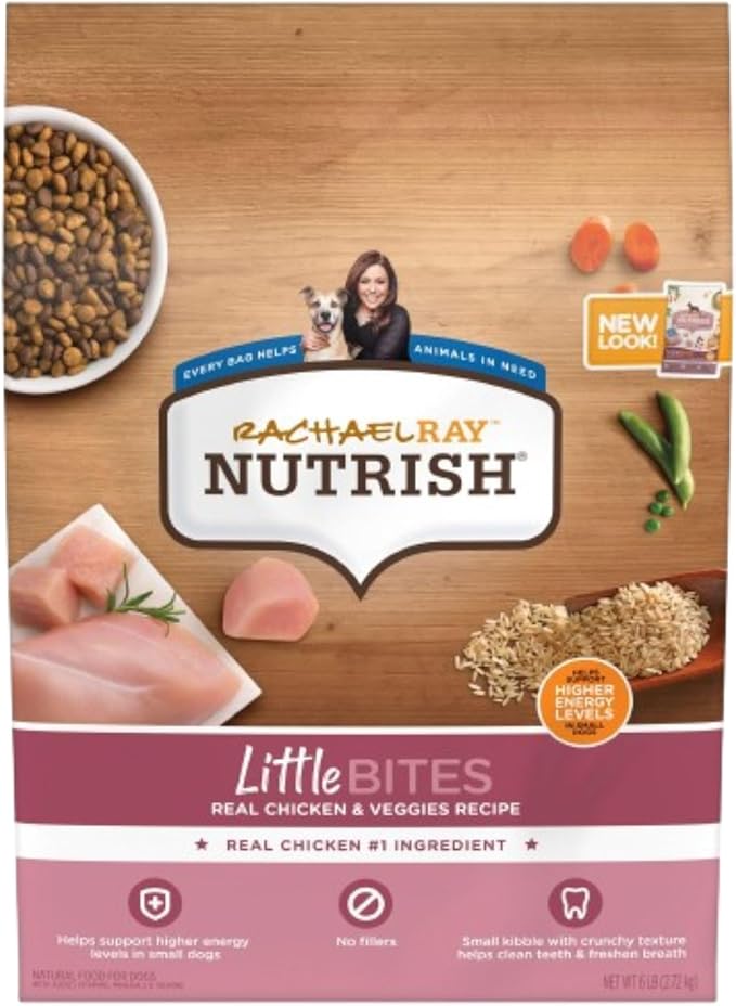Nutrish Rachael Ray Little Bites Dry Dog Food, Chicken & Veggies Recipe for Small Breeds, 6 Pounds - PAWPICO