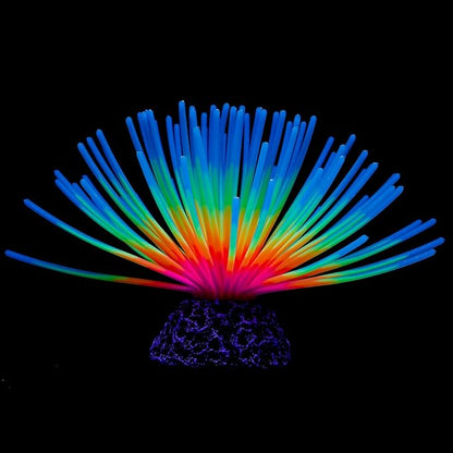 Uniclife Aquarium Imitative Iridescent Blue Sea Urchin Ball Artificial Silicone Ornament with Glowing Effect for Fish Tank Landscape Decoration UnicLife