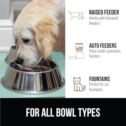 Gorilla Grip 100% Waterproof Raised Edge BPA Free Silicone Pet Feeding Mat, Dog Cat Food Mats Contain Spills Protects Floors, Placemats for Cats and Dogs Water Bowl, Pets Accessories 16x10, Mint - PAWPICO