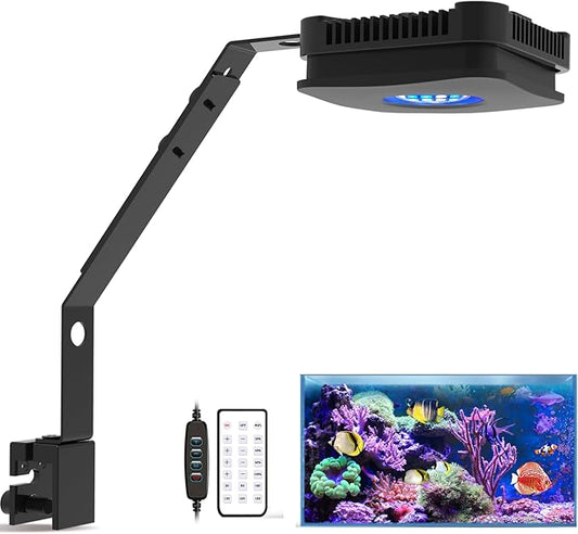 Lominie LED Aquarium Light Saltwater Aquarium Lamp 30W Full Spectrum with Remote Dimmable Nano Coral Reef Light for Fish Tank with Bracket Lominie