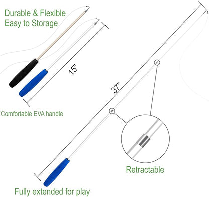 Cat Toys - No Chemical Dyeing Cat Feather Toys for Indoor Cats - Include Cat Wand and Natural Feather Refills - PAWPICO