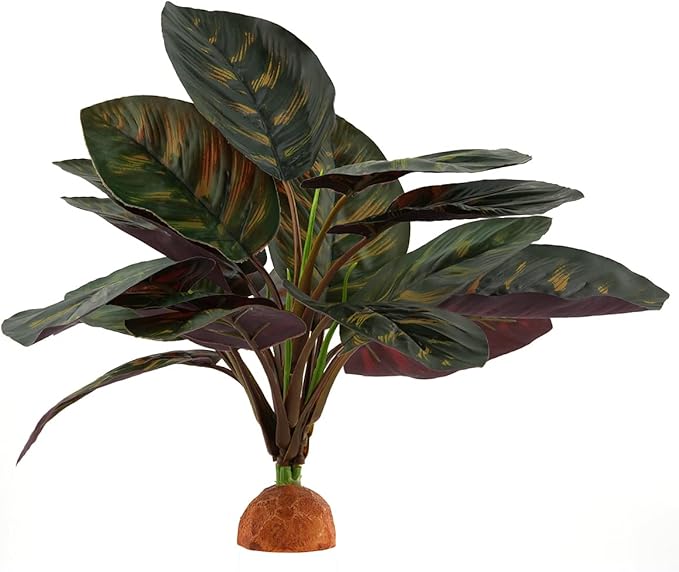 Reptile Terrarium Decor Plants, Bearded Dragon Tank Accessories fit Crested Gecko Leopard Lizard Chameleon Ball Python Snake Frog - Purple Fake Prayer Peacock Plants WOLEDOE