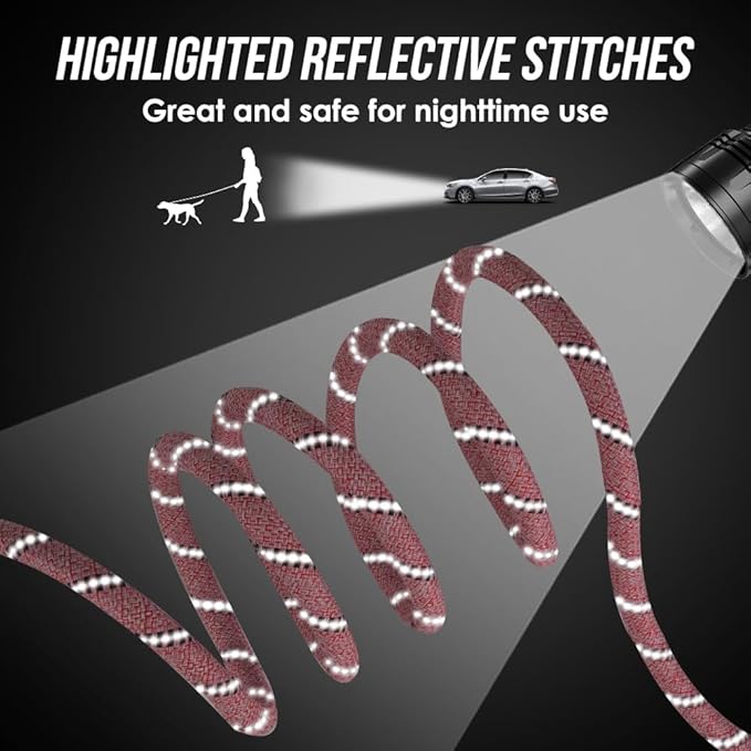 Lukovee Hands Free Dog Leash, 10FT Adjustable Dog Training Leash 1/2 Inch Nylon Heavy Duty Lead No Pull for Large Medium Dogs, Tangle Free Reflective Waist Leash for Dog Walking Running, Pink - PAWPICO