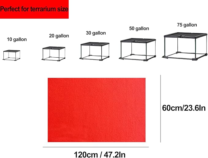 47" x 24" Large Reptile Carpet Terrarium Liner Bedding Reptile Substrate Mat Supplies for Bearded Dragon Snake Lizard Tortoise Leopard Gecko (Red) Mechpia