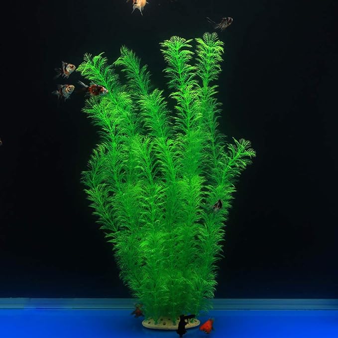 ALEGI Large Aquarium Plants Artificial Plastic Fish Tank Plants Decoration Ornaments Safe for All Fish 21 Inches Tall (21inchGreen) ALEGIAquarium