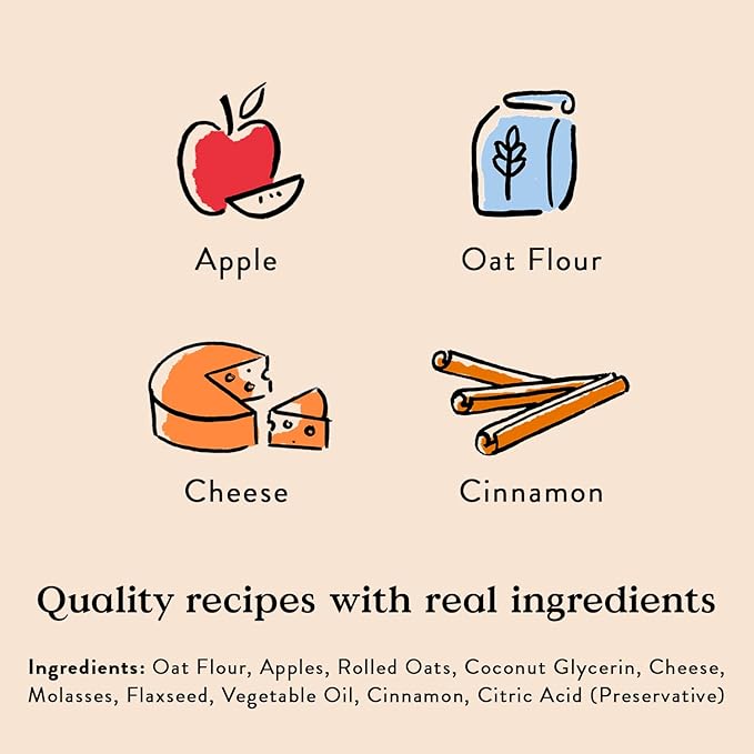 Bocce's Bakery Fireside Apple Pie Treats for Dogs, Wheat-Free Everyday Dog Treats, Made with Real Ingredients, Baked in The USA, All-Natural Soft & Chewy Cookies, Apples, Cheese & Cinnamon, 6 oz - PAWPICO